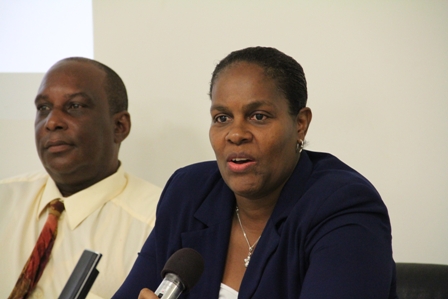 (L-R) Chief Environmental Health Officer on St. Kitts Mr. Elton Morton and Chief Medical Officer on Nevis Dr. Judy Nisbett